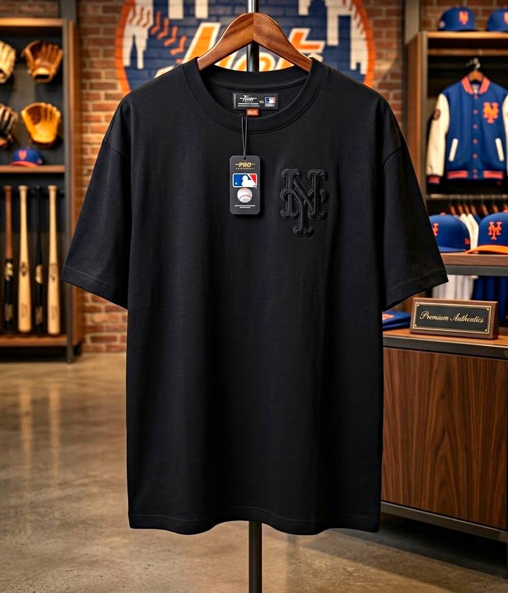 Pro Standard New York Mets T Shirt 2XL NWT MLB Blackout Embroidered Patch Heavy
